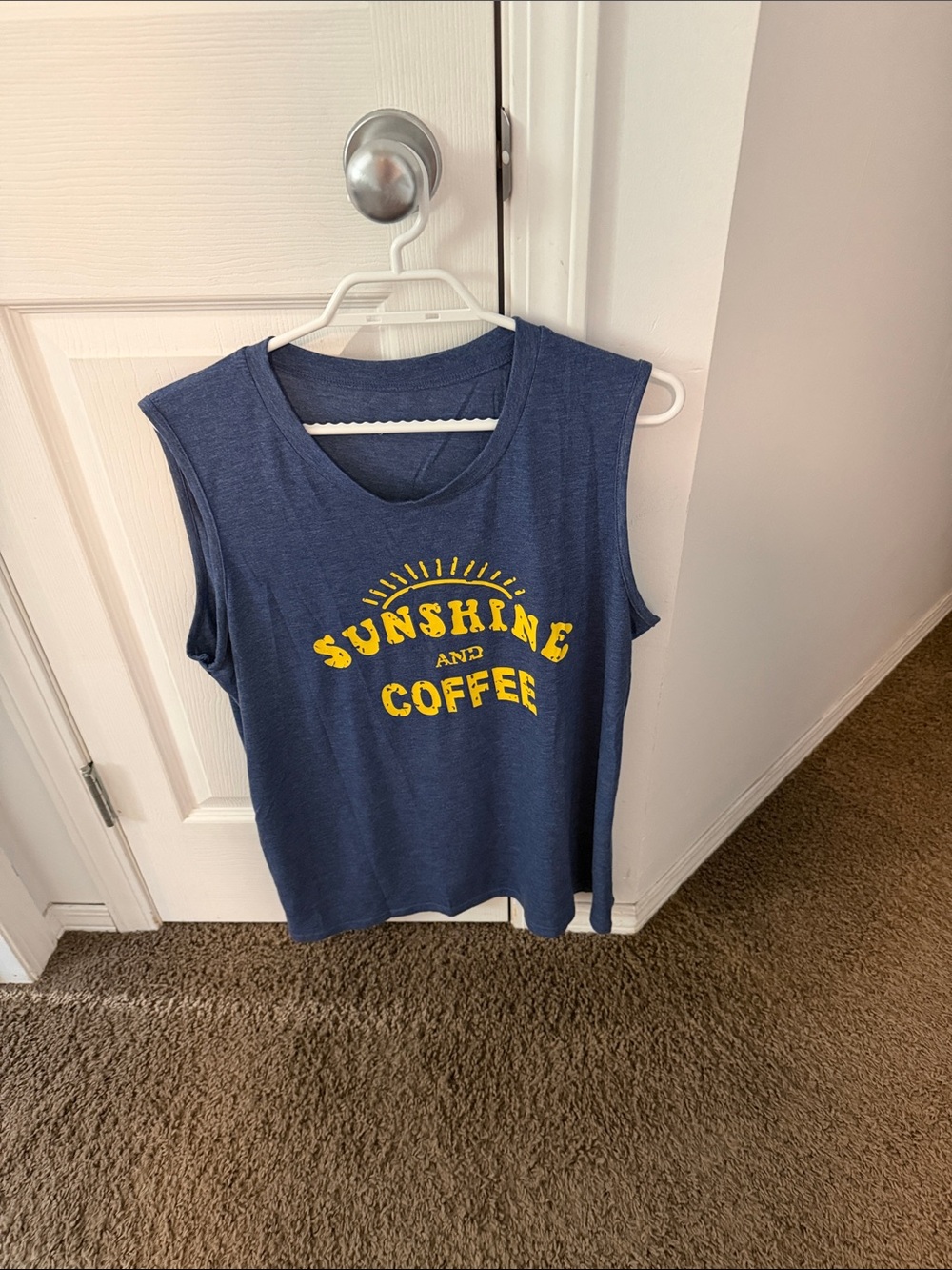 Sunshine and Coffee Navy Graphic Muscle Tank